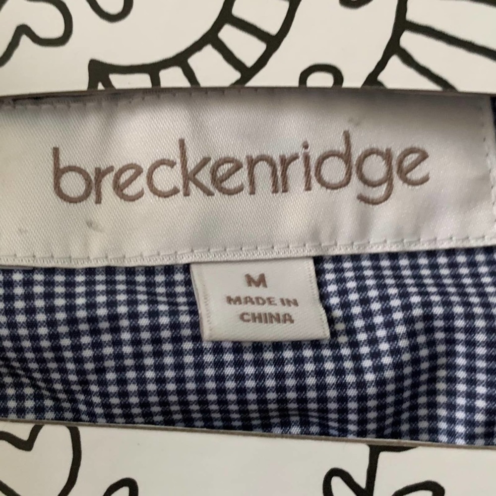 Breckenridge Blue Gingham Print Lined Rain Coat Medium Jacket - Picture 7 of 8